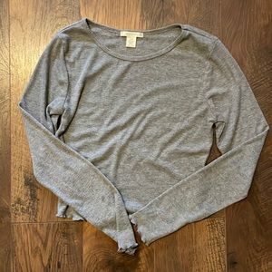 Bozzolo gray ribbed long sleeve top